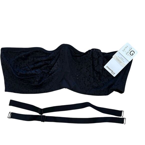 Chantelle Lingerie Norah Lace Trim Bandeau Bra, Black, Size 38G, NWT - Picture 2 of 14